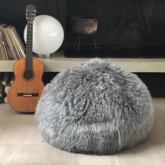 Natural Sheepskin Bean Bag Chair / Grey